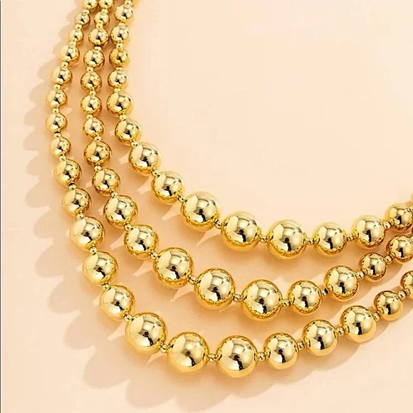 Beaded Multilayer Gold Plated Choker Necklace - Picture 5 of 8